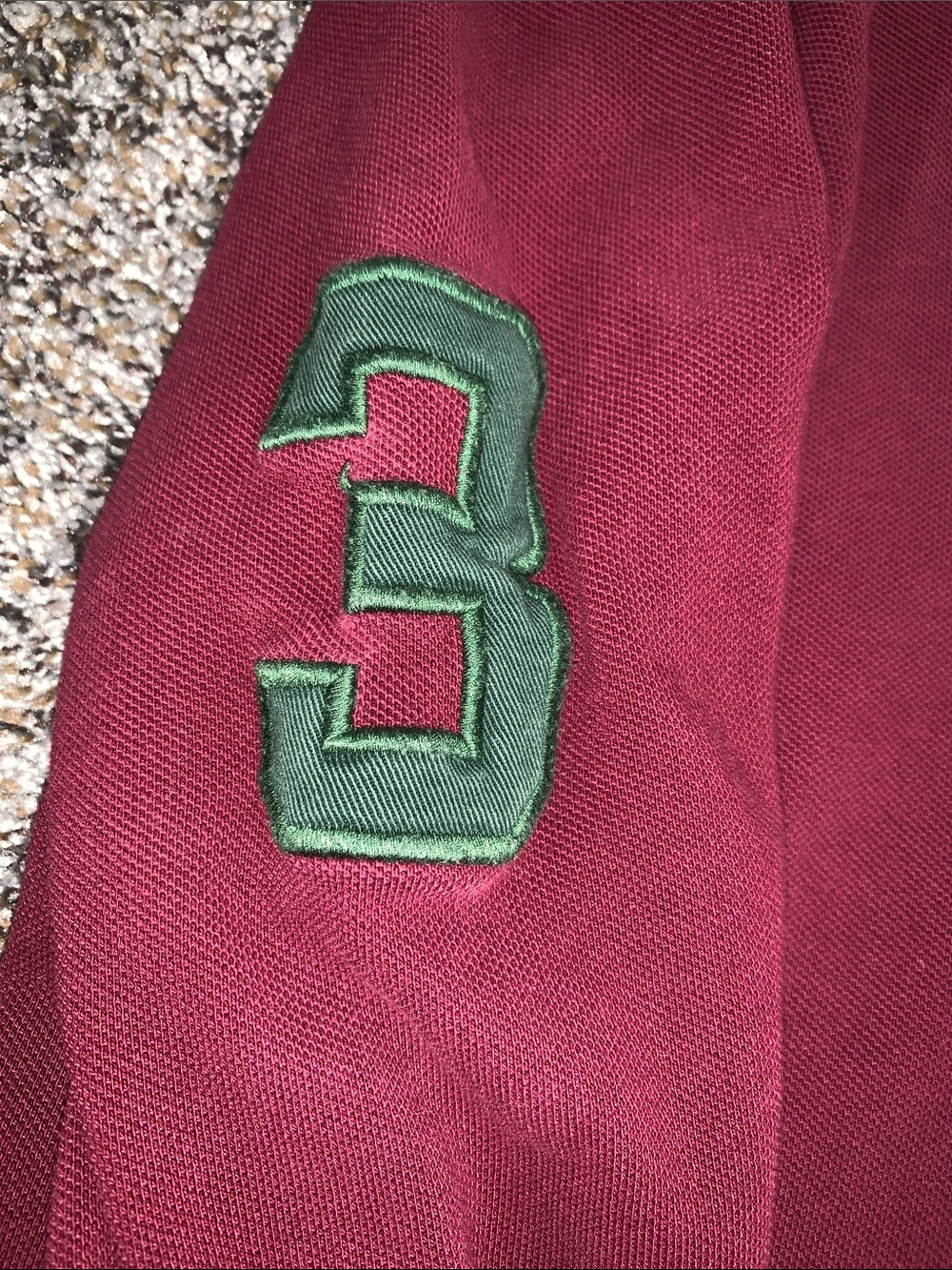 Polo by Ralph Lauren Long Sleeve Burgundy Rugby Polo with Green Embroidery - Picture 4 of 5